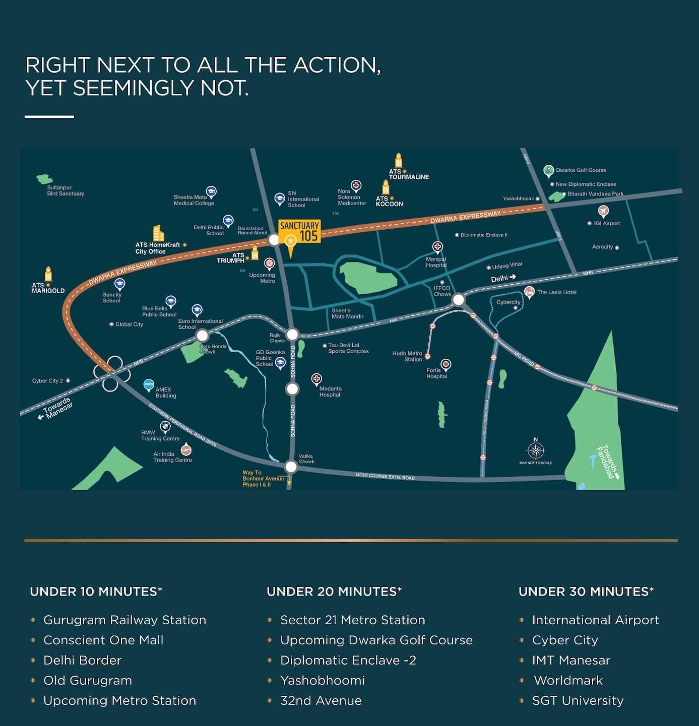 ATS Sanctuary 105 location map for Sector 105 Gurugram on Dwarka Expressway